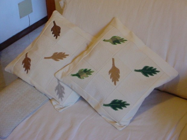 3 cuscini patchwork foglie