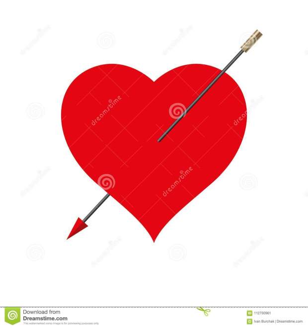 corazón-perforado-rojo-grande-del-vector-flecha-cupido-hecha-rayo-de-la-bicicleta-112700961